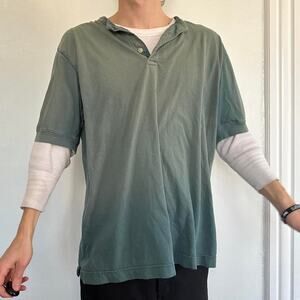 Perfect Vintgae 90s Sun Faded Thrashed Cotton Button Green Olive Shirt